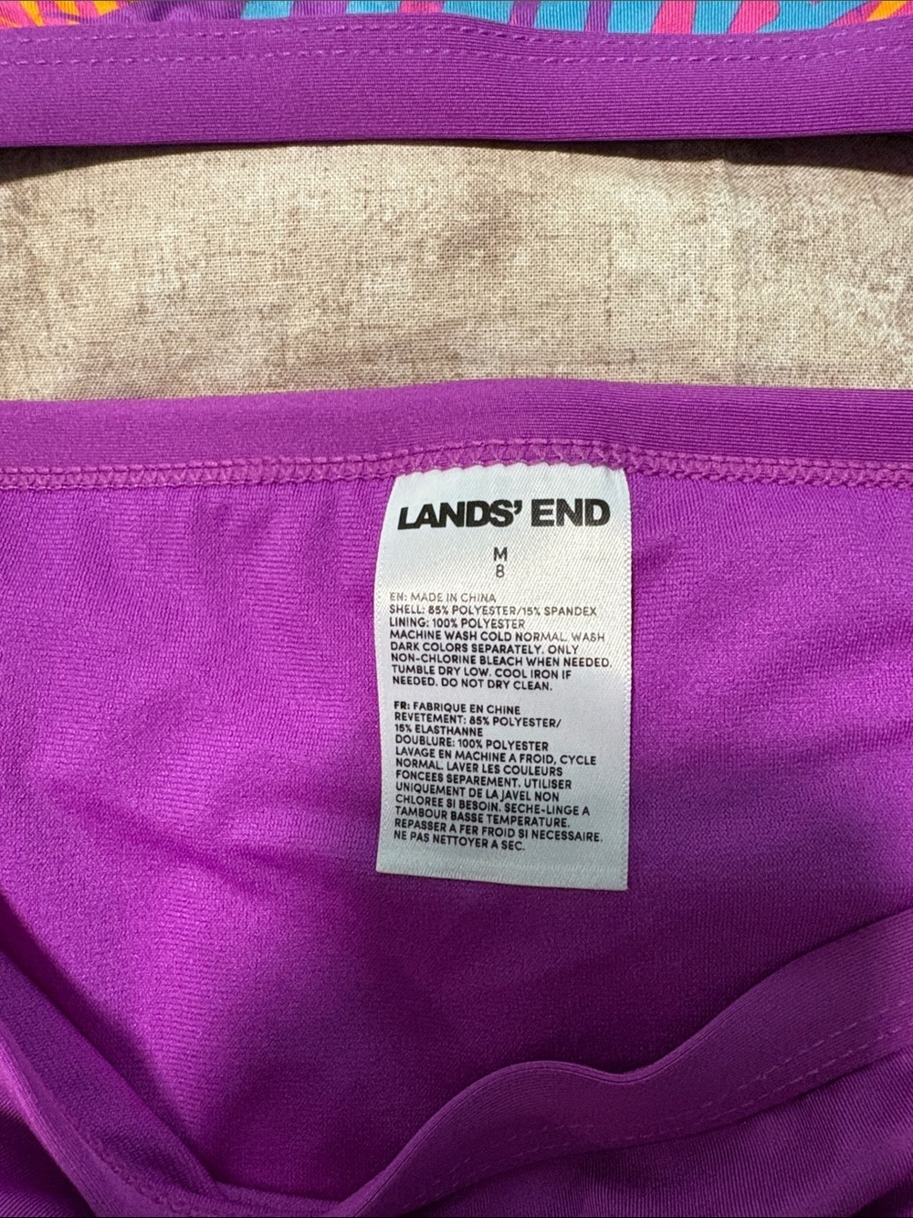Lands' End Girls' Purple Tropical Print Two-Piece Swim Set - Picture 2 of 2